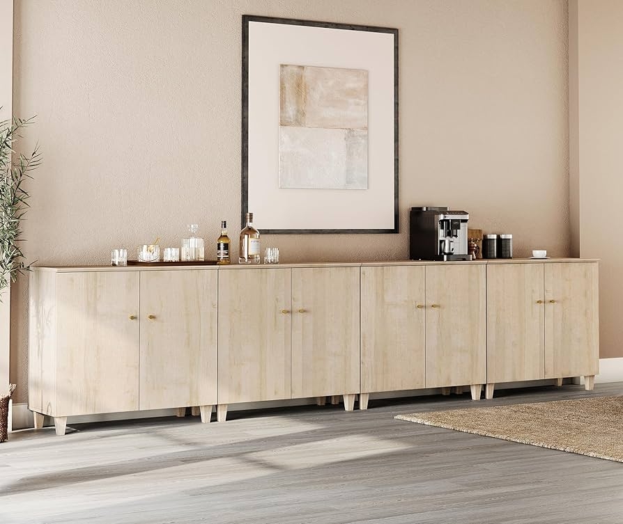 Sideboard Buffet 8 Doors Extra Wide Modular Light Oak
