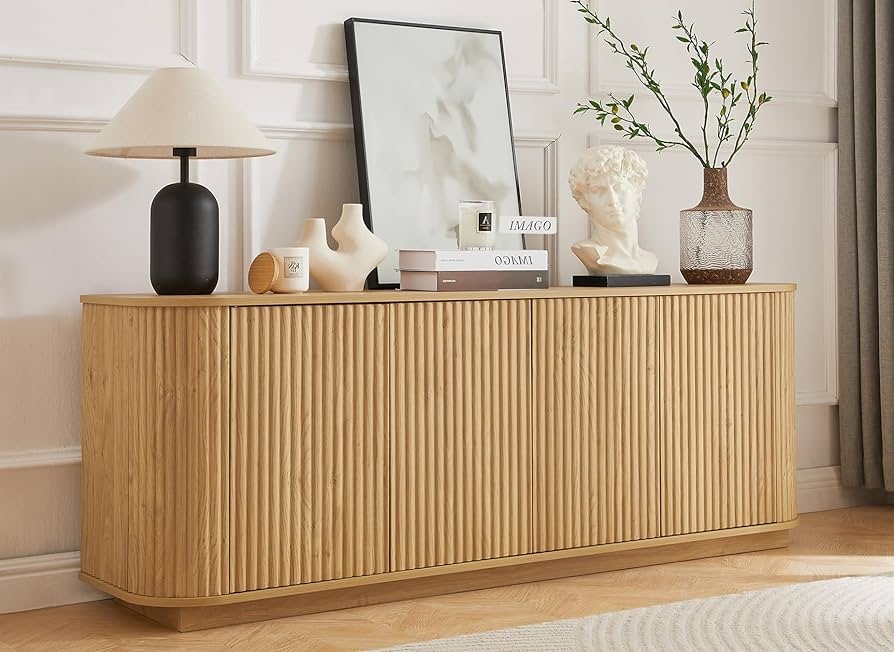 Sideboard Buffet Rounded Ends Japandi Style Natural Oak