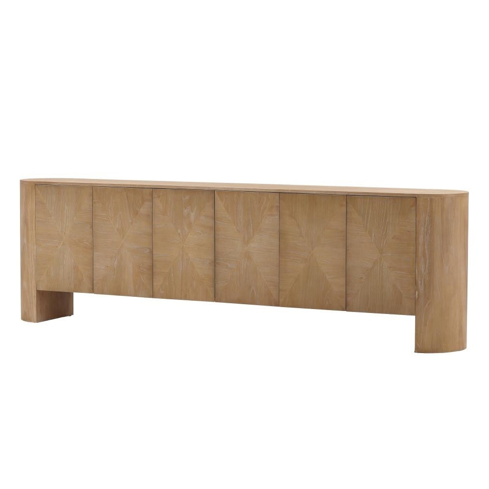 Sideboard with Sunburst Veneer and Curved Wood Ends