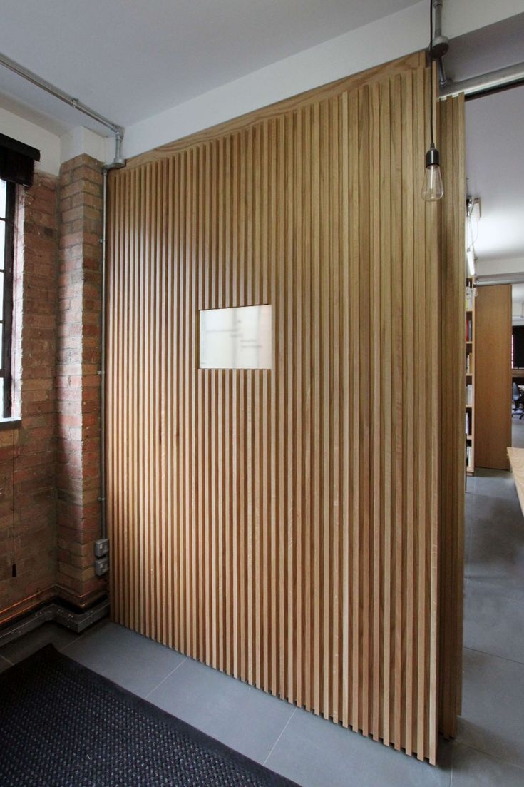 Sliding Divider: Industrial Vertical Slats on Rolling Track
