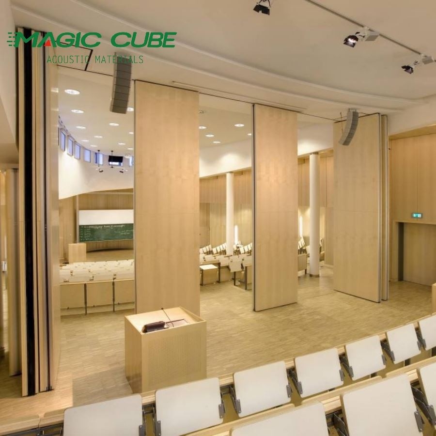 Sliding Partition Light Wood Toned Acoustic Hanging Panels
