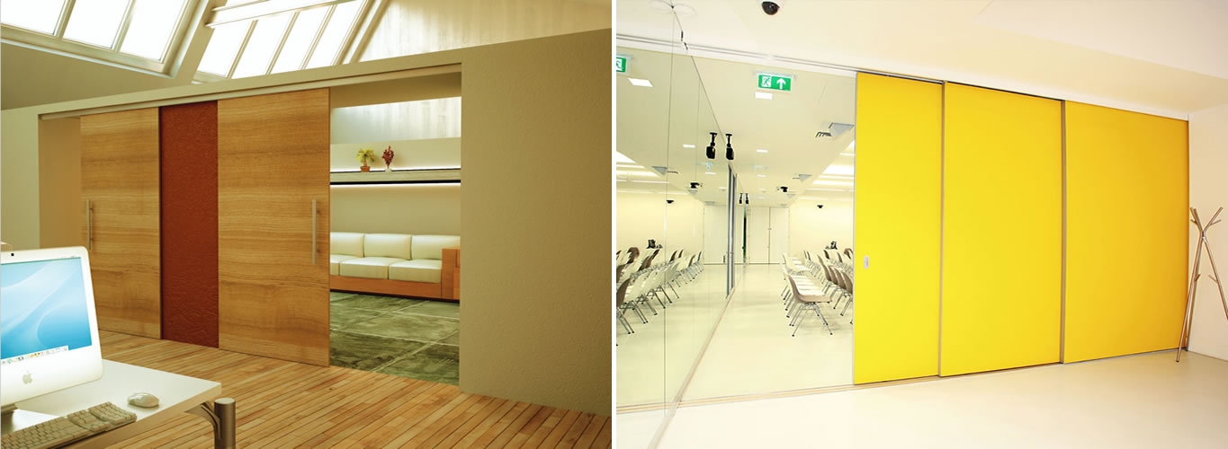 Sliding Partition Wall Integrated Mirror Flexible Office