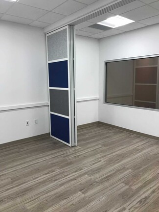 Sliding Room Divider: Navy Stackable Panels with Ceiling Track