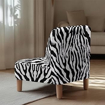 Slipper Chair Zebra Print Slipcover Armless Design Decor