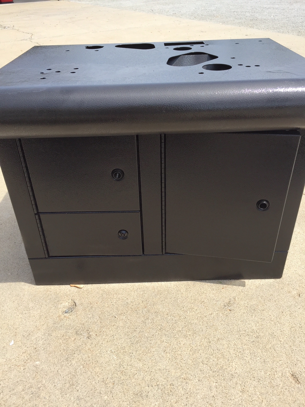 Slot Machine Stand Locking Compartments Textured Black Equipment