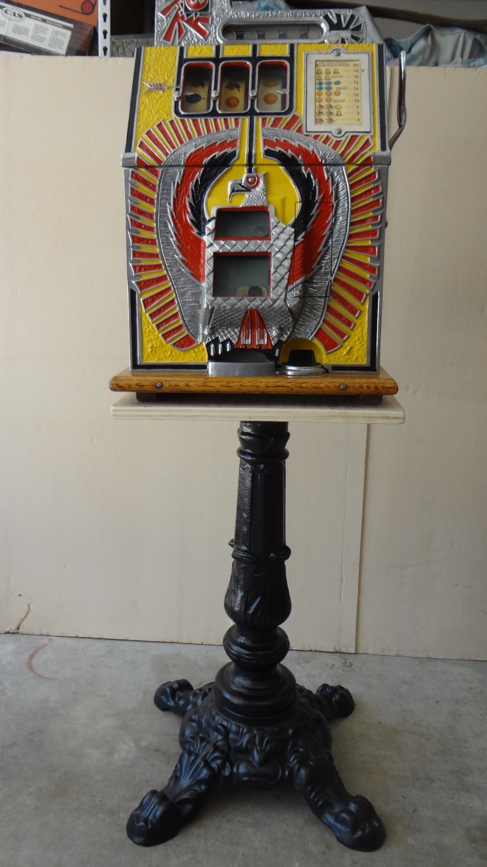 Slot Machine Stand Ornate Cast Iron Base Fluted Pedestal Stand