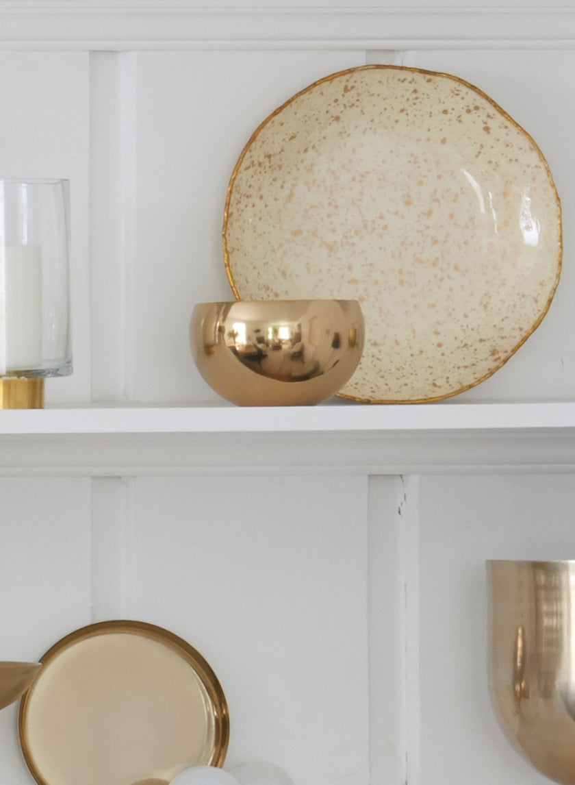 Small Bowl with Curved Profile Metallic Shelf Accent