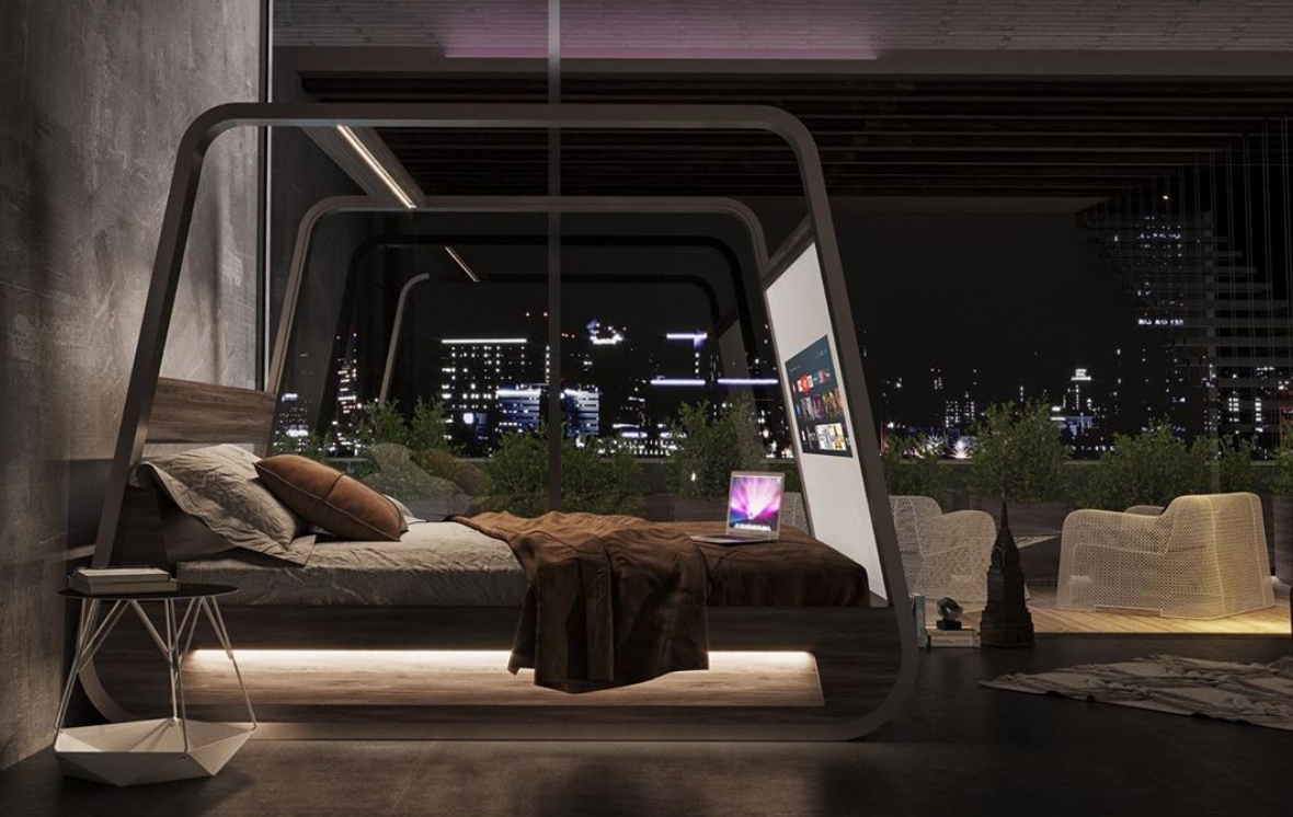Smart Canopy Bed With Integrated Screen and Modern Canopy Bed