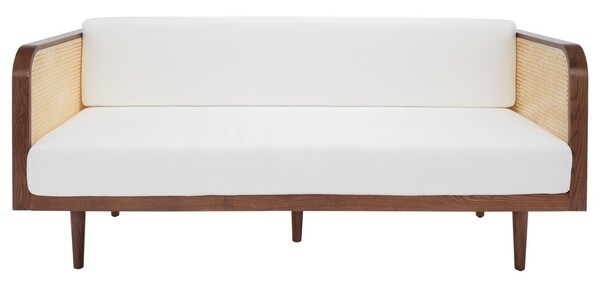 Sofa Cane Side Panels Bench Seat Walnut Wood Sofa