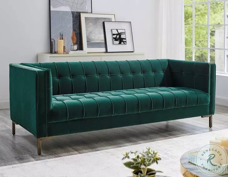 Sofa Channel Stitched Back Tuxedo Arms Jewel Tone