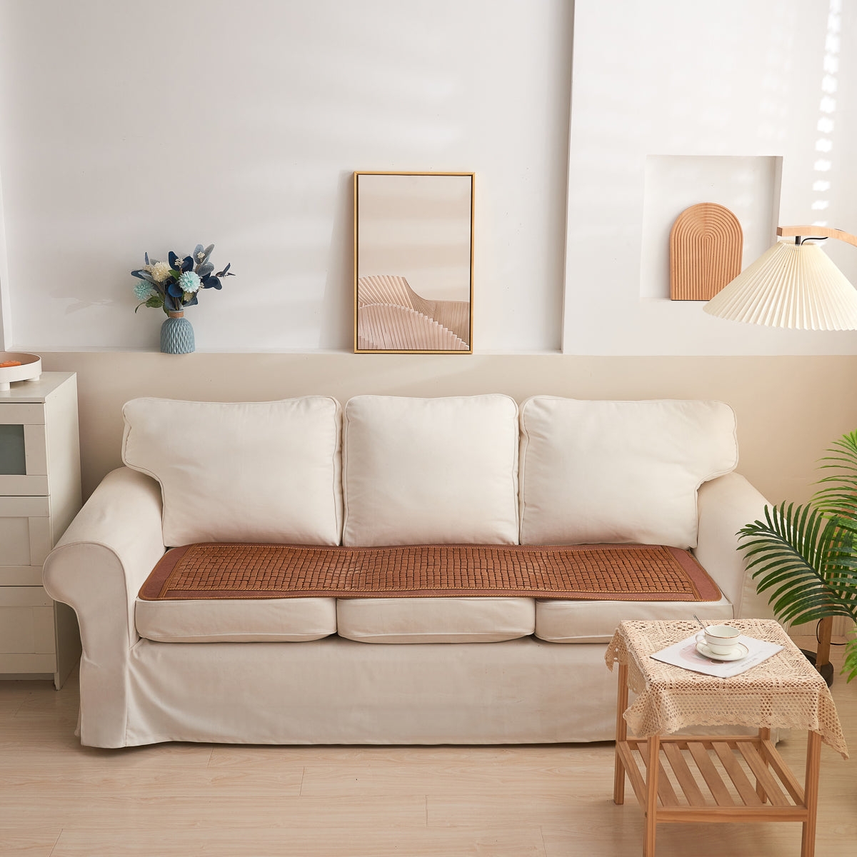 Sofa Mat Carbonized Bamboo Grid Cooling Sofa Seat Protector