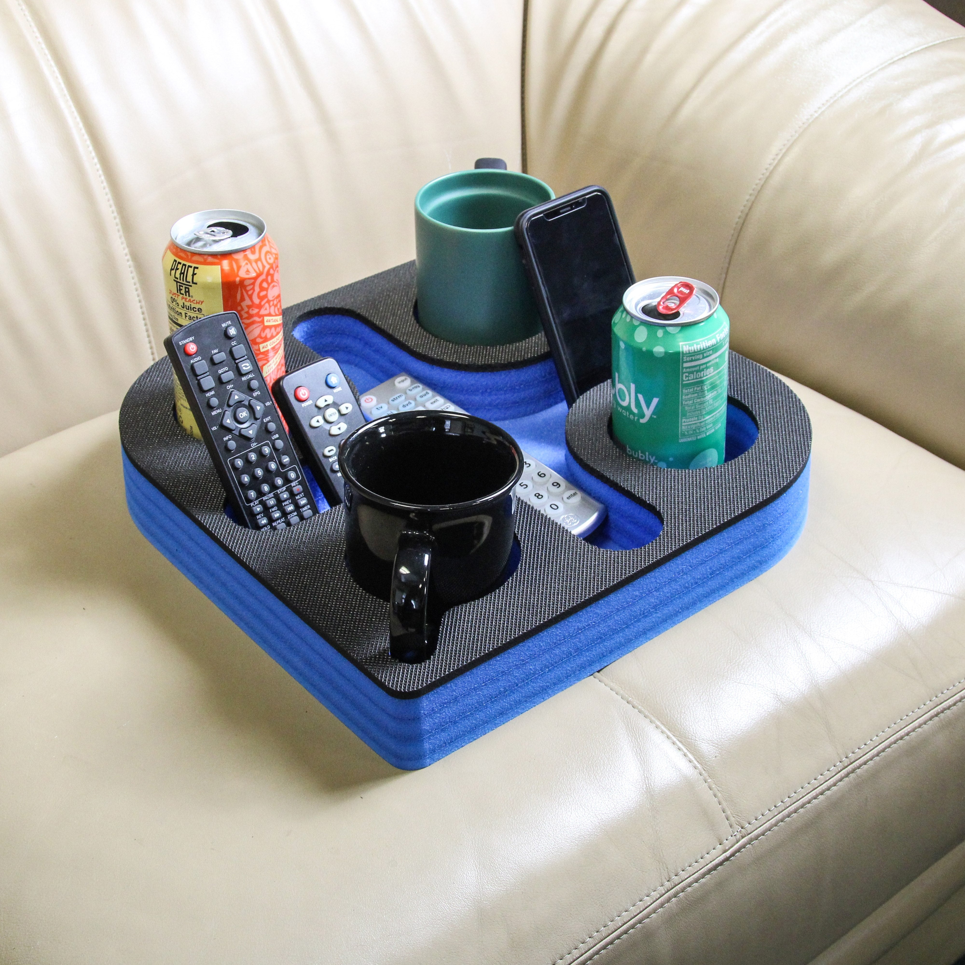 Sofa Refreshment Tray Blue Foam Blue Couch Drink Holder