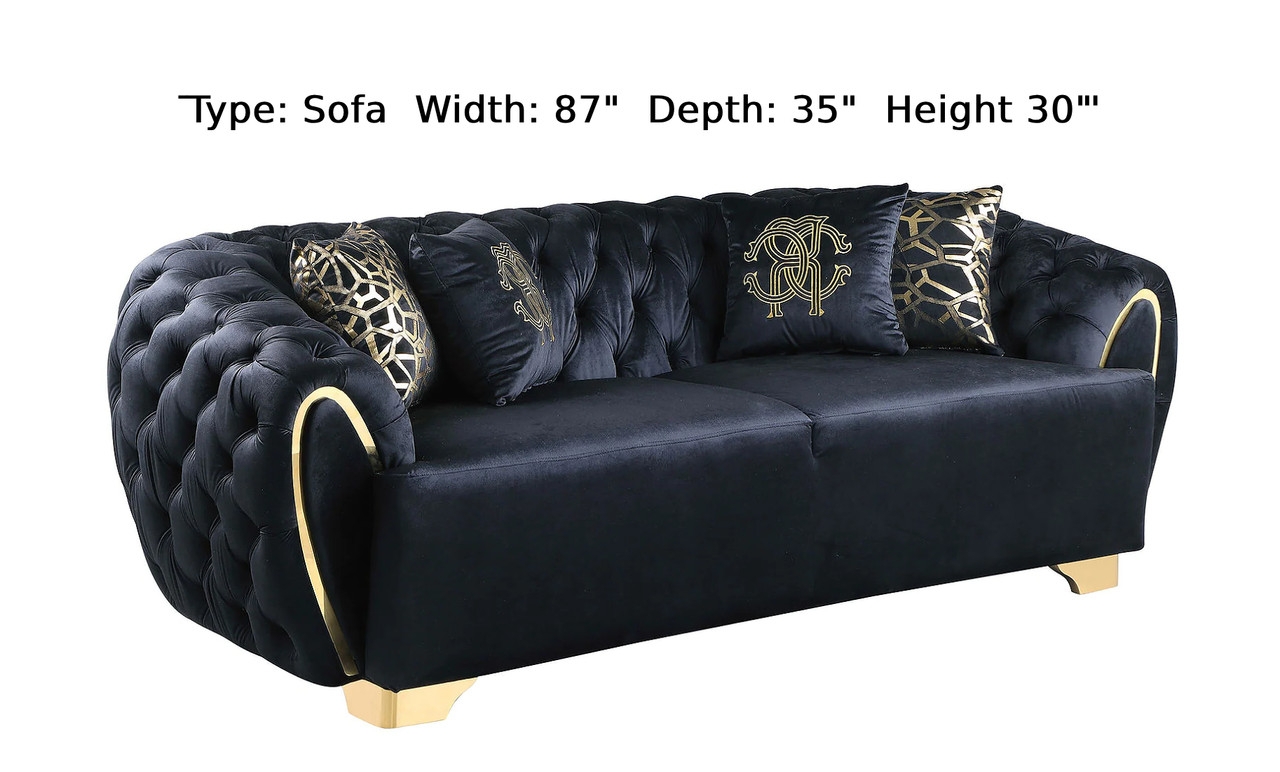 Sofa Shiny Inlay Arm Deep Diamond Tufting Regency Seating