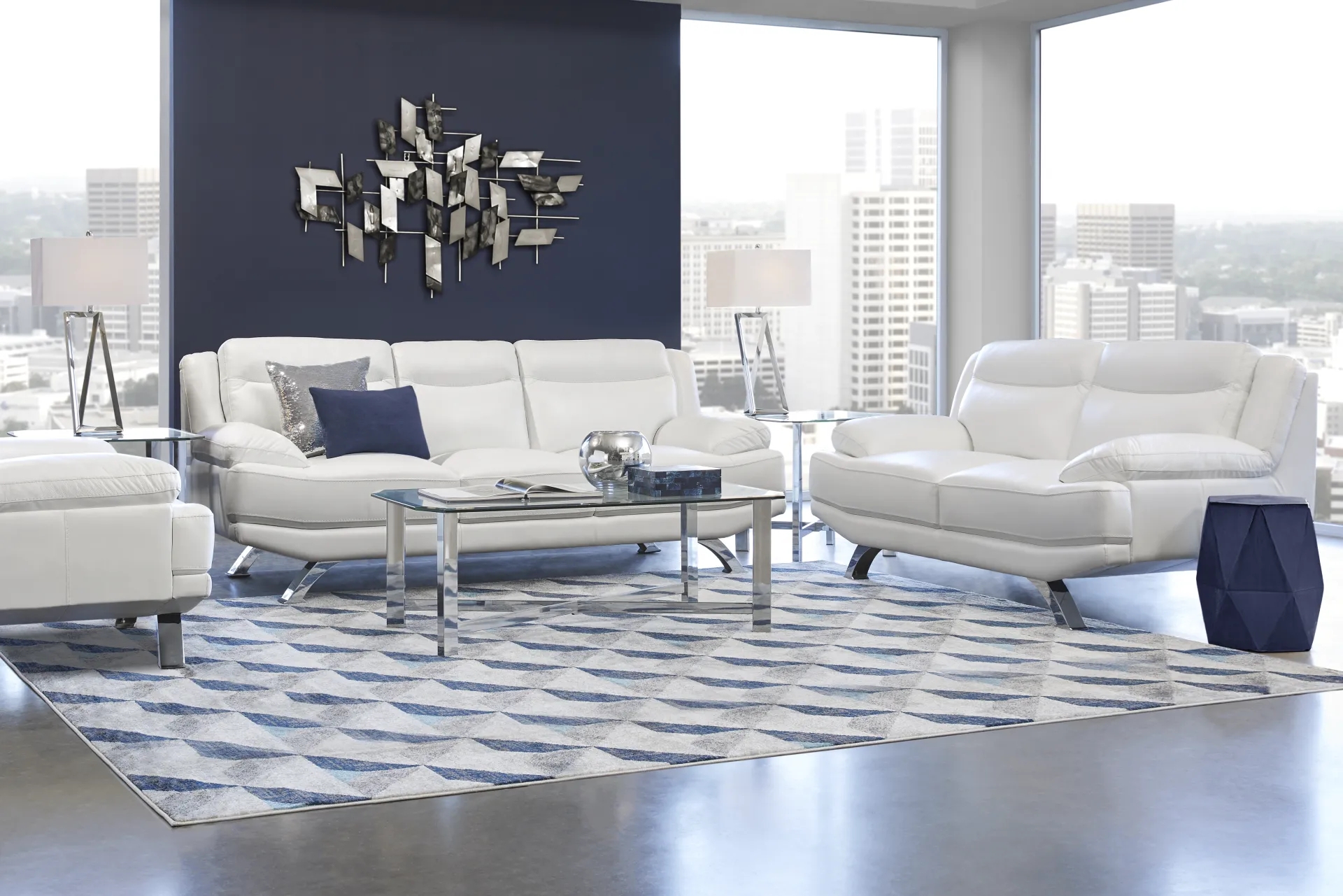 Sofa with Flared Chrome Legs and Urban Glam Interior Style