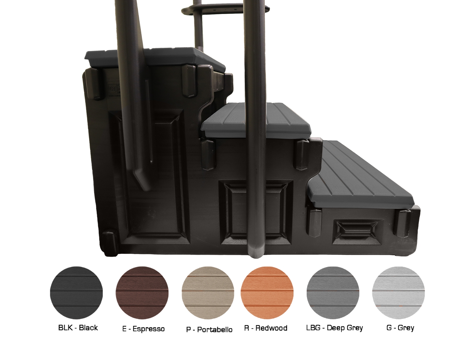 Spa Steps With Three Step Design and Wood Grain Texture