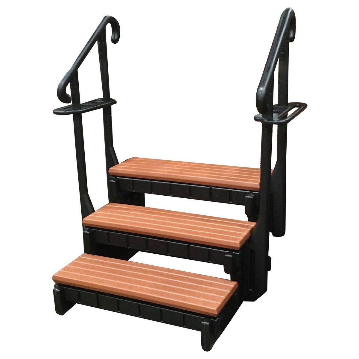 Spa Steps With Wood Toned Treads and 3-Tier Design