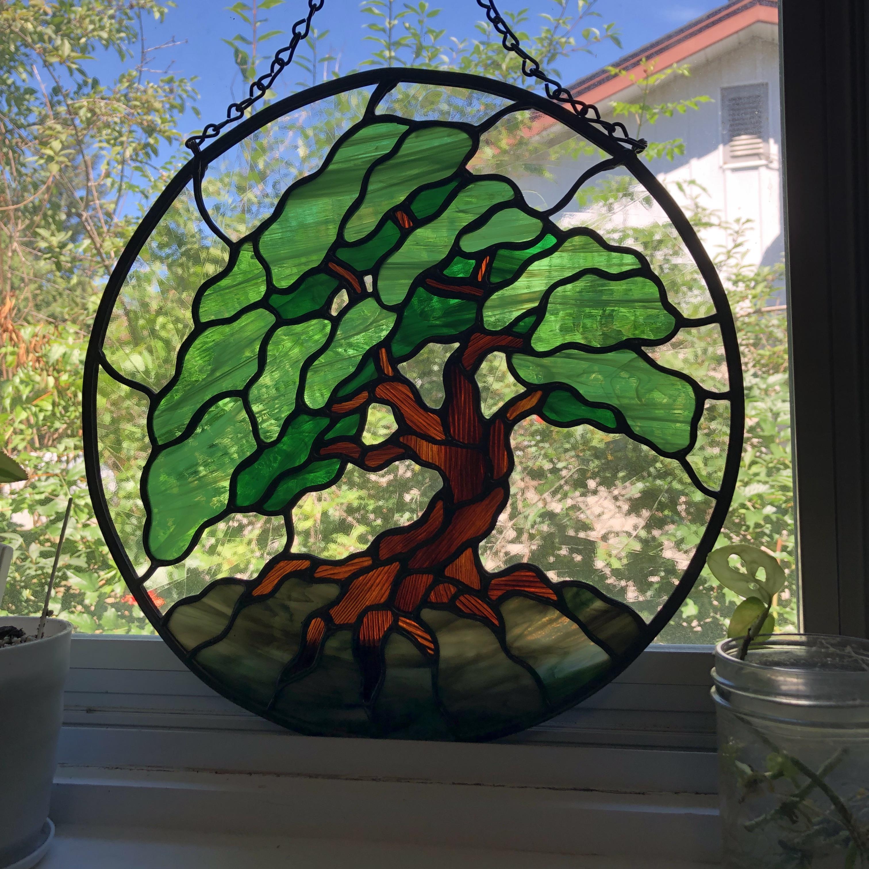 Stained Glass Suncatcher Leaded Lines Organic