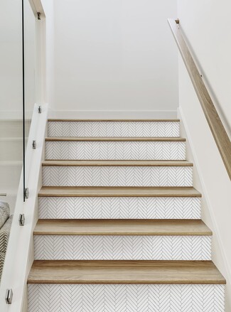 Stair Riser Decals Using Peel and Stick: Chic Staircase Makeover