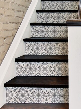 Stair Riser Stickers With Moroccan Pattern: Grey Moroccan Stickers