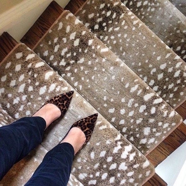 Stair Runner with Wood Stair Detail and Fawn Pattern