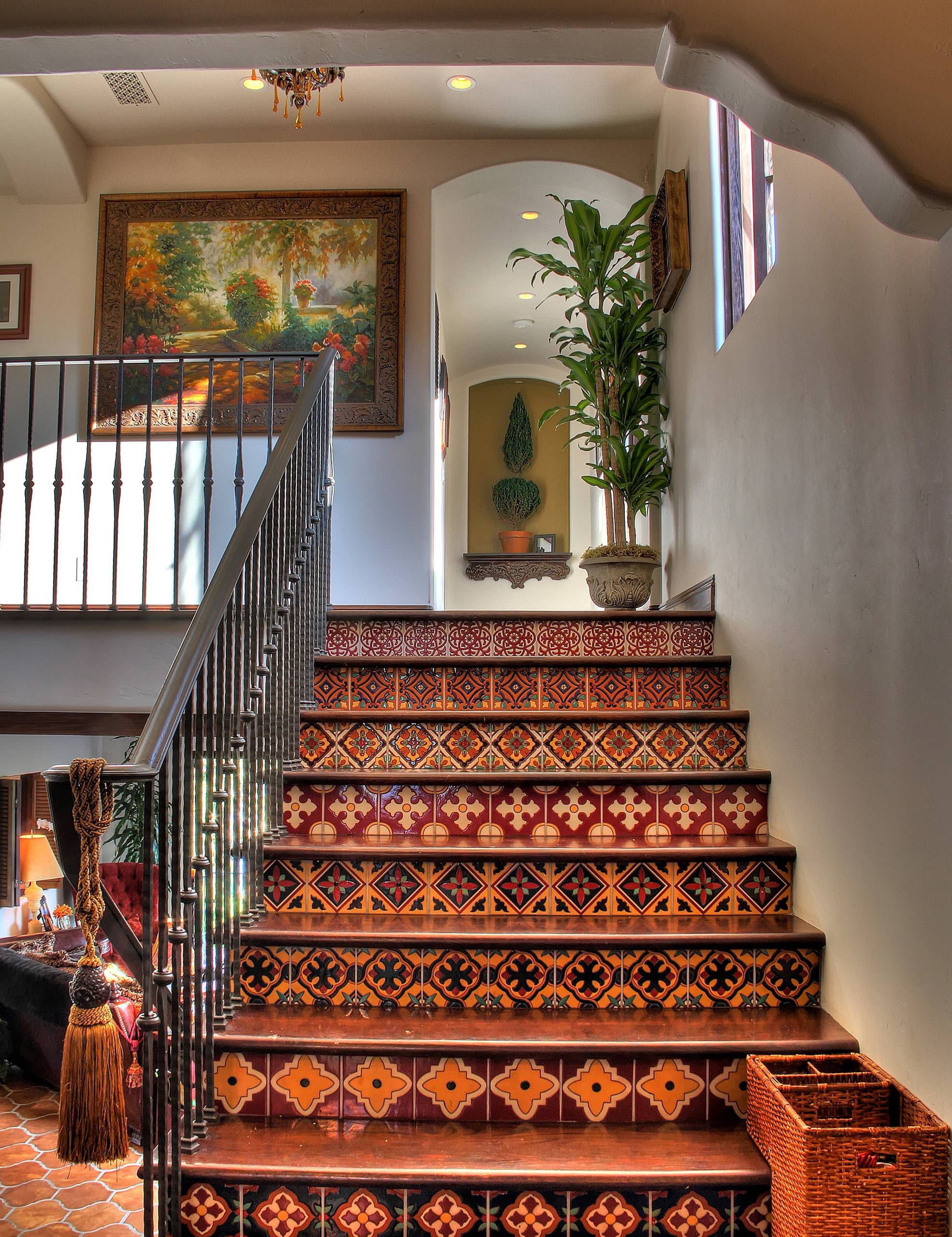 Staircase With Decorative Tassel: Spanish Style Staircase Risers