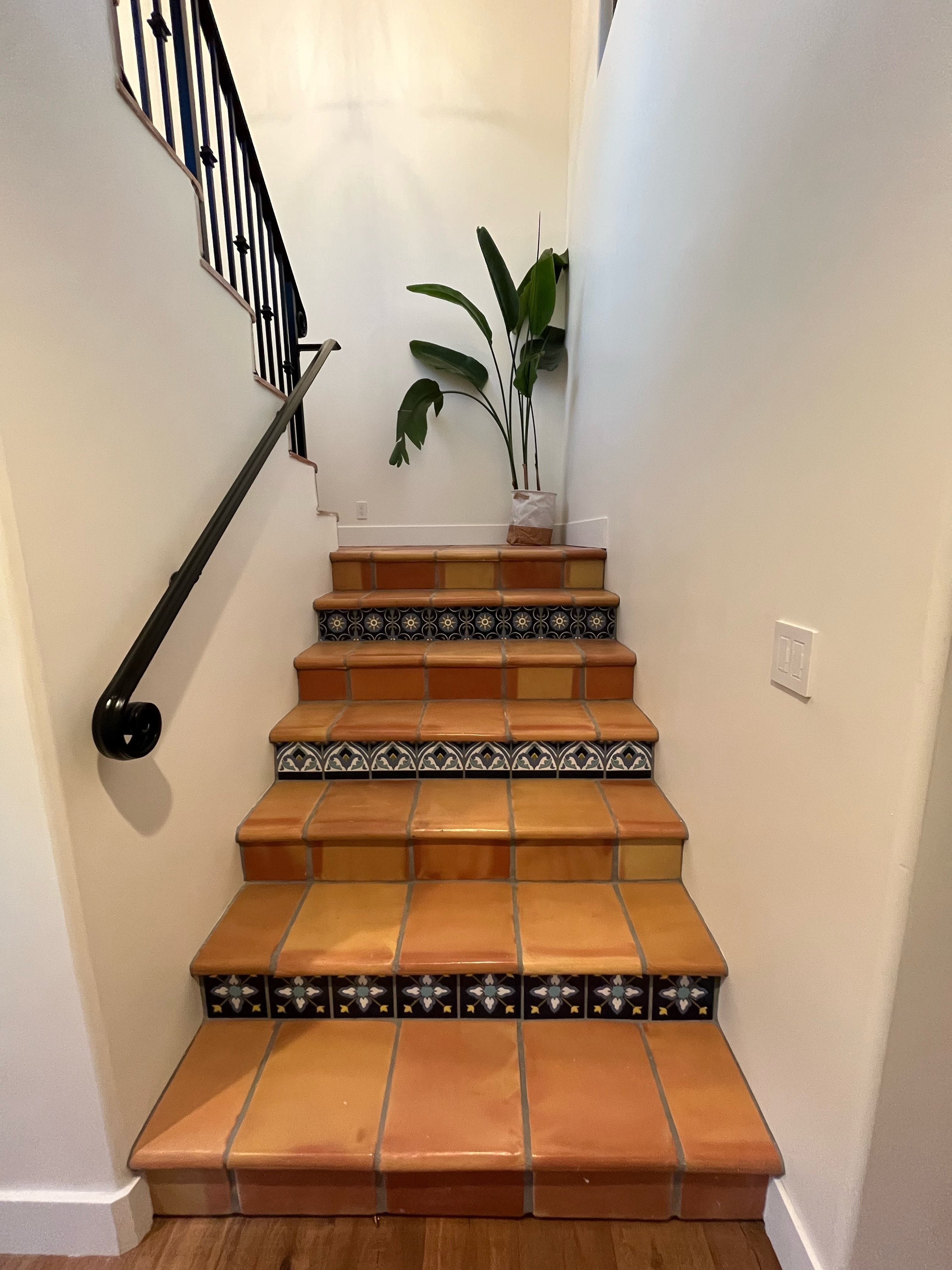 Staircase With Handpainted Risers: Handpainted Tile Stair Risers