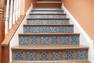 Staircase With Stenciled Risers: Tuscan Tile Stair Decor