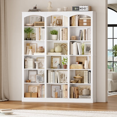 Standard Bookcase Arched Top Triple Section Matte White