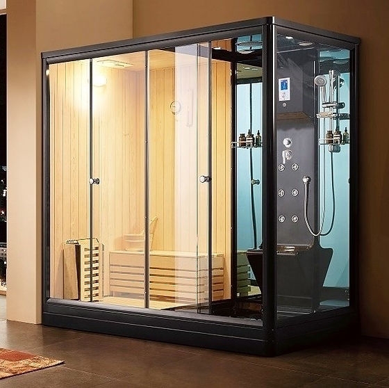Steam Sauna Shower Matte Black Frame High-End Spa Cabin