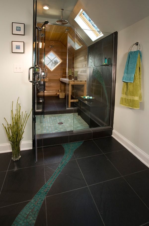 Steam Shower Sauna Combo Mosaic Floor Path Tile Floor Inlay