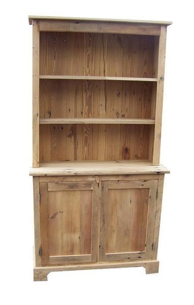 Stepback Hutch: Reclaimed Barnwood Open Shelving Stepback Cabinet