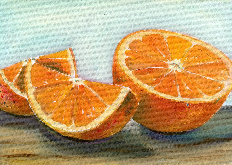 Still Life Painting Vibrant Citrus Motif Textured Kitchen Art