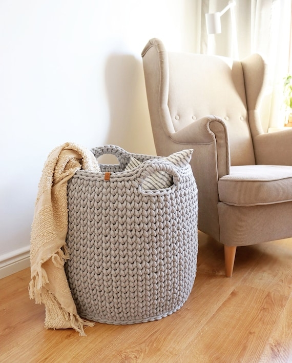Storage Basket Extra Large Scale Chunky Knit Blanket Holder