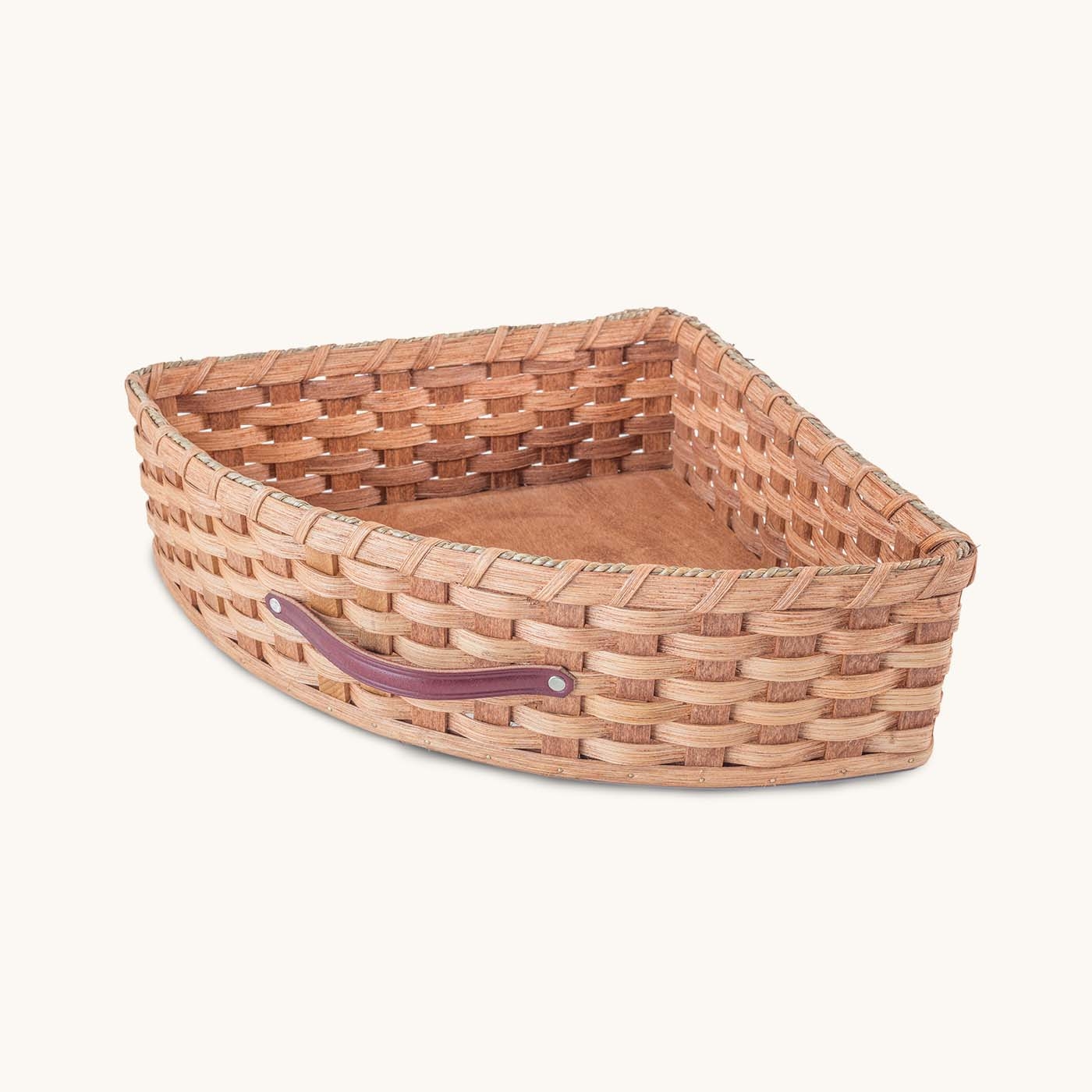 Storage Basket Leather Like Handle Triangular Countertop Basket