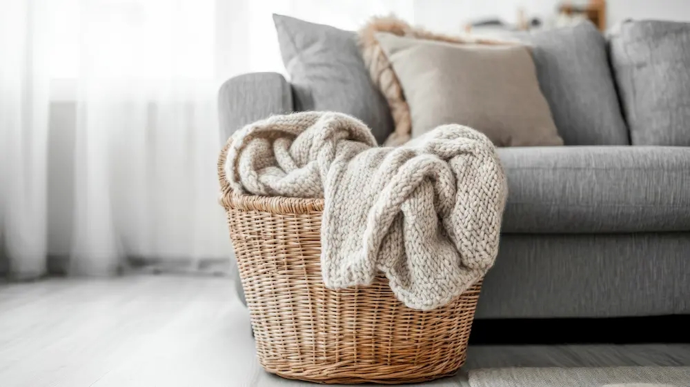 Storage Basket Woven Rattan Storage Neutral Tone Living Decor
