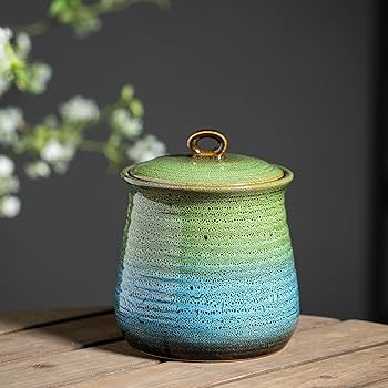 Storage Canister with Gradient Ombre Reactive Glaze