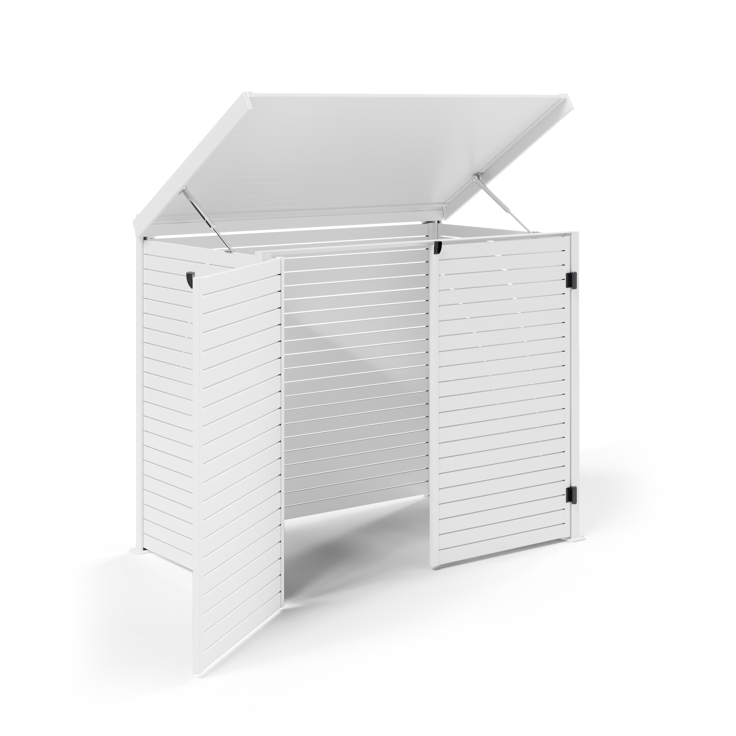 Storage Shed: White Aluminium Design with Gas Strut Lid