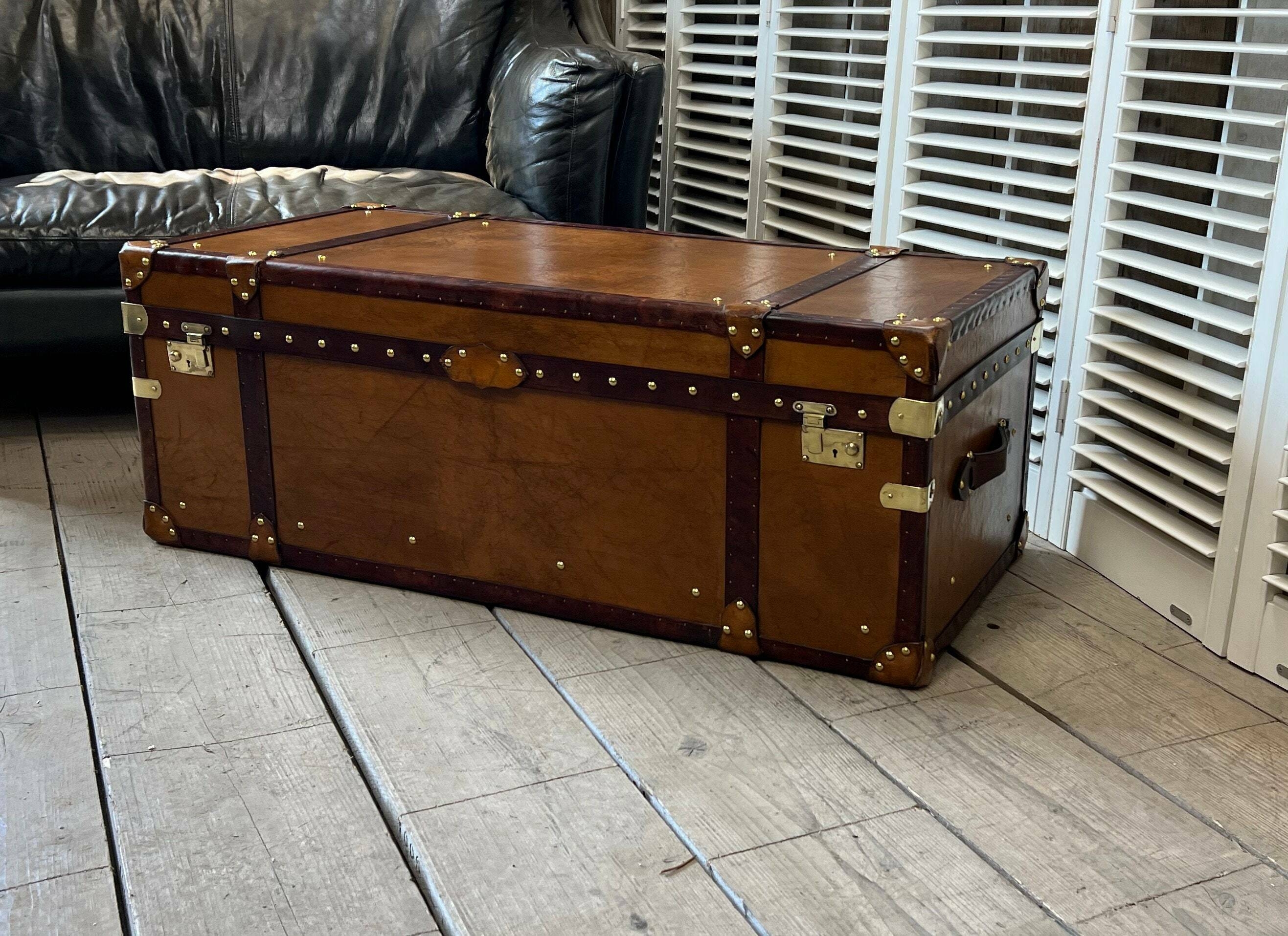 Storage Trunk Brass Studding London Tan Campaign Chest