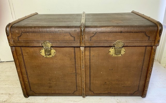 Storage Trunk Humpback Lid Vintage Travel Chest Table