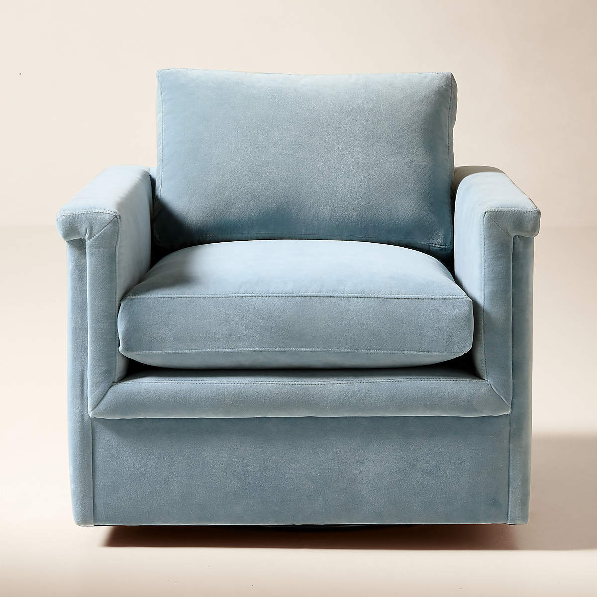 Swivel Accent Chair in Boxy Performance Velvet Fabric