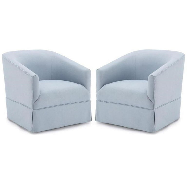 Swivel Accent Chair Sky Blue with Skirted Kick Pleats