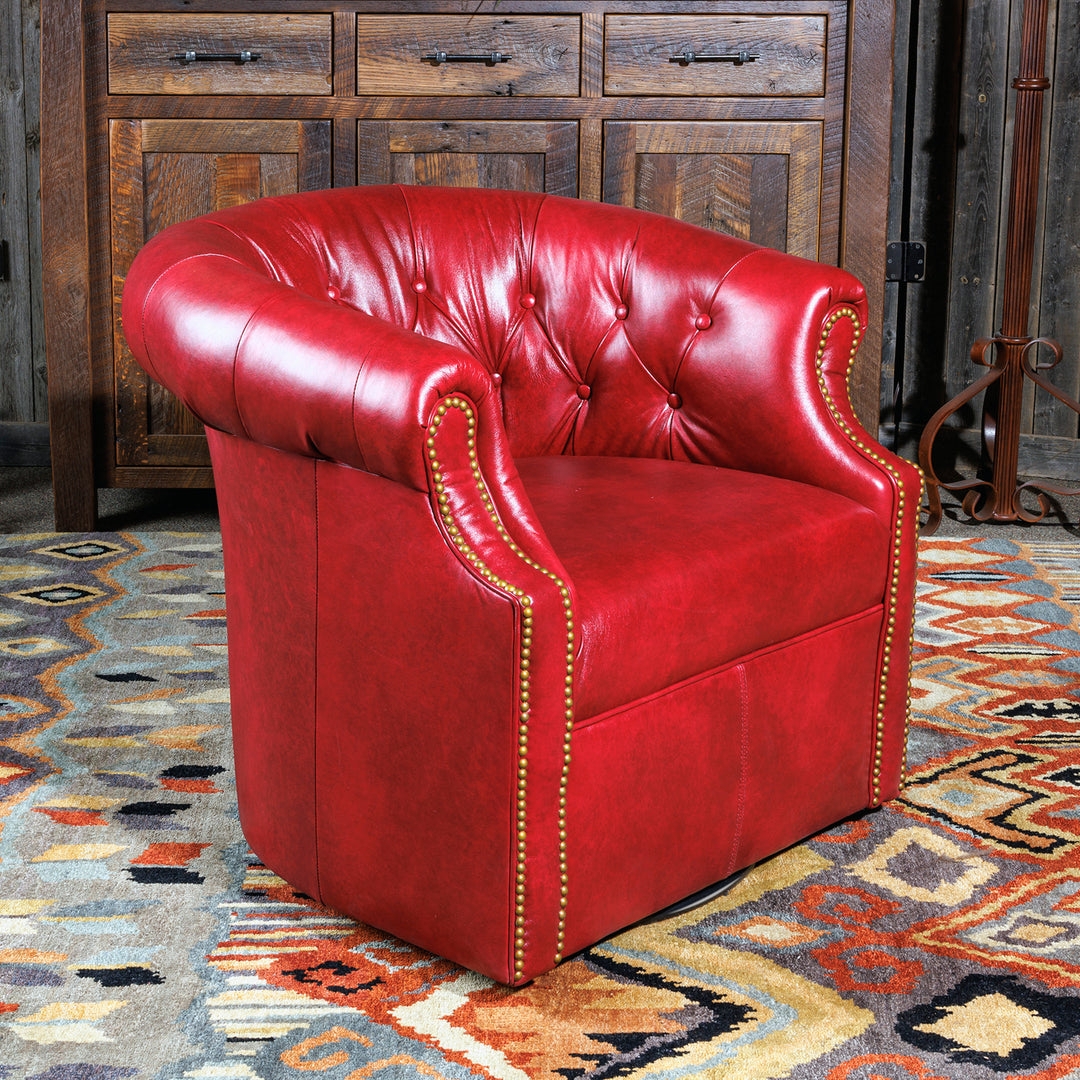 Swivel Accent Chair Vibrant Red Tufted Thinking Chair