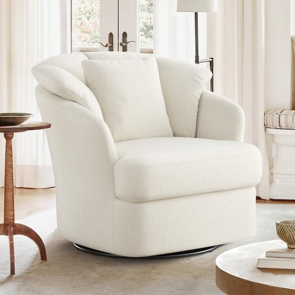 Swivel Accent Chair with 360 Degree Swivel and Barrel Back