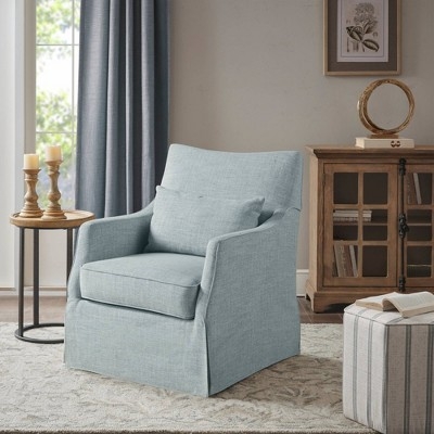 Swivel Armchair with Light Blue Martha Stewart Skirt