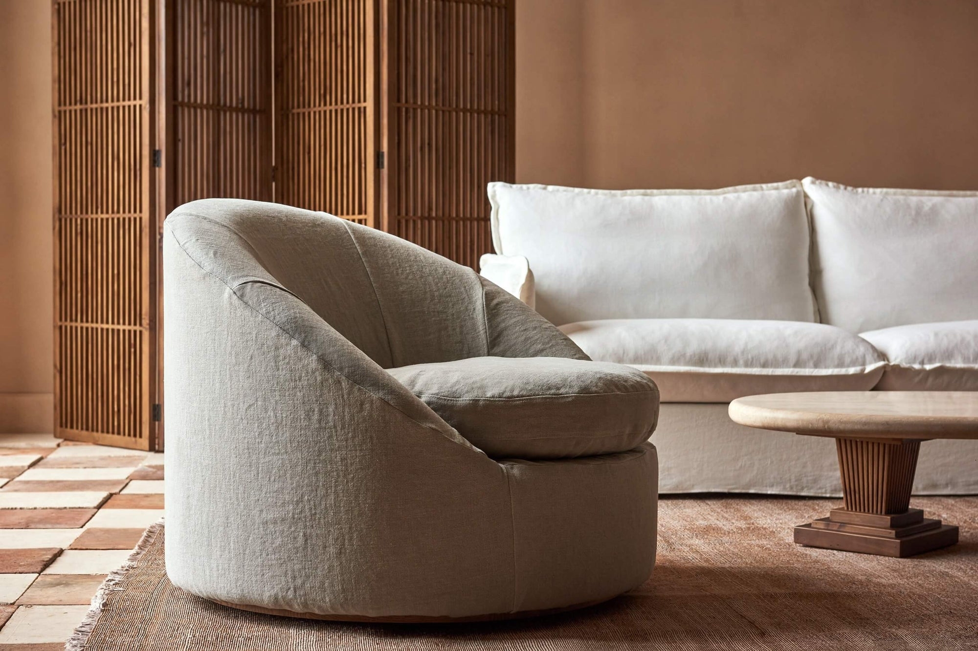 Swivel Chair in Rain Drop Grey with Recycled Poly Weave