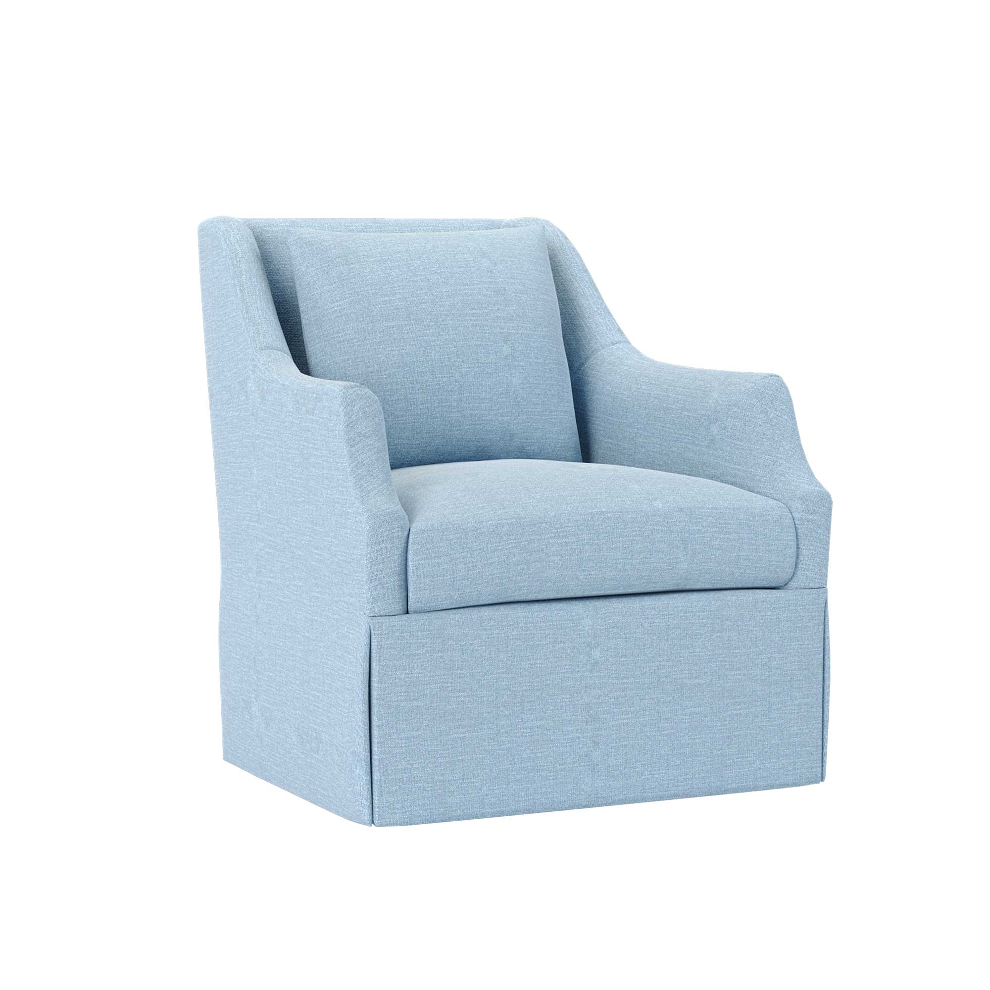 Swivel Lounge Chair with Pale Blue Sloped Track Arms