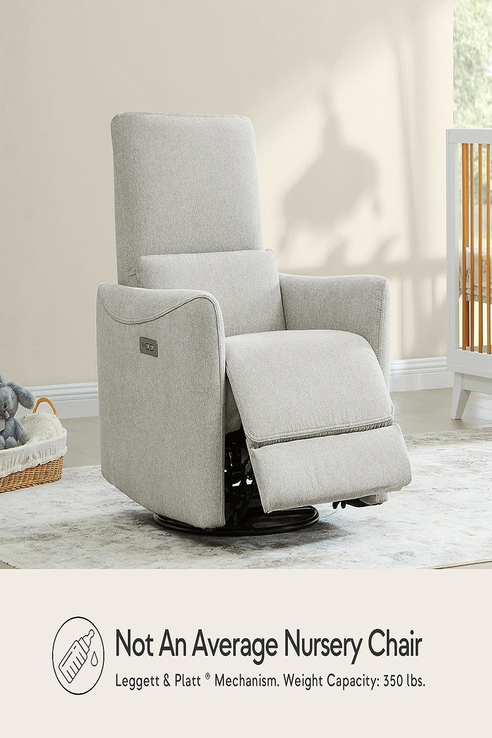 Swivel Recliner: 350lb Capacity Light Heathered Chair