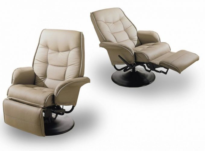 Swivel Recliner Warm Beige Horizontal Tufting Design