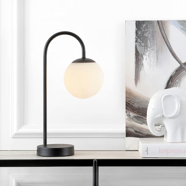 Table Lamp - Arched Neck Black Iron Minimalist Light