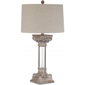 Table Lamp Clear Central Column Neoclassical Pedestal